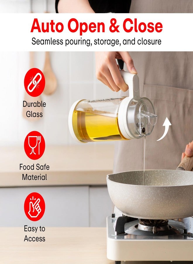 PRIME PICK زجاجة موزع زيت برايم بيك للمطبخ سعة 700 مل - وعاء زجاجي مانع للتنقيط، يفتح ويغلق تلقائيًا، تصميم بمقبض مانع للتسرب، صنبور من الفولاذ المقاوم للصدأ، وعاء شفاف للطبخ والخبز والشواء - Image 5